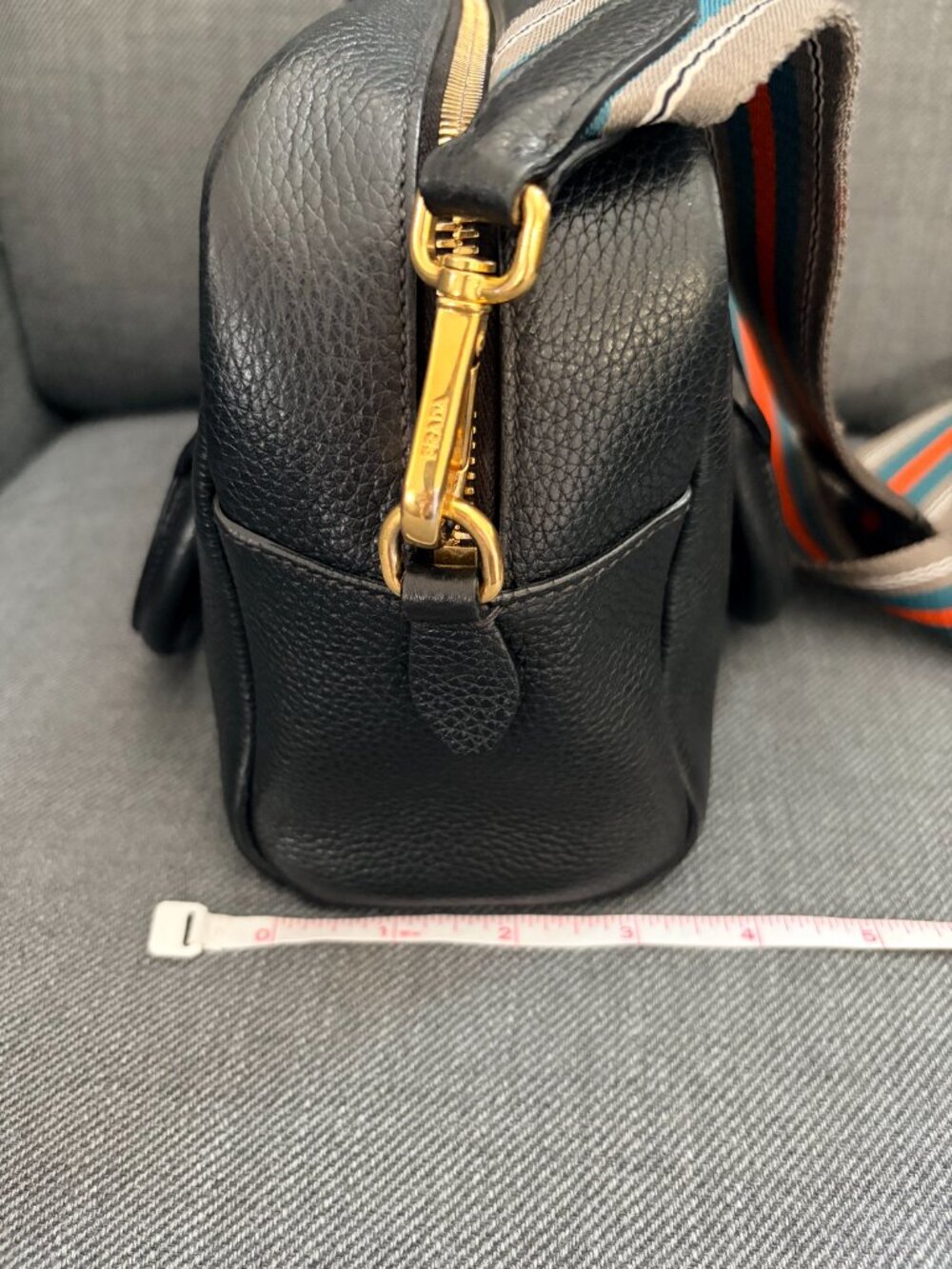 Prada Bauletto Vitello Phenix Black Leather Bag 1BB108 Dust Bag Auth Card Strap - Picture 3 of 16